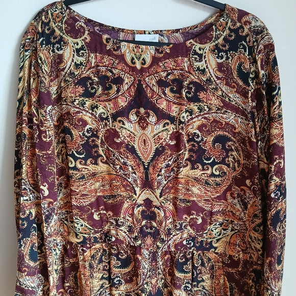 J Jill Paisley Tunic Blouse Top Lightweight Long Sleeve Travel Office - Picture 4 of 14